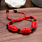 Column Adjustable Cinnabar Braided Bead Bracelets, Feng Shui Energy Bracelets for Women, Red, 7-1/8 inch(18cm)