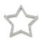Rack Plating Brass Micro Pave Cubic Zirconia Connector Charms, Long-Lasting Plated, Lead Free & Cadmium Free, Star, Platinum, 30x33x2.5mm, Hole: 0.8mm