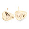Brass Stud Earrings Findings, with Loop, Nickel Free, Twist Teardrop, Real 18K Gold Plated, 15x12mm, Hole: 2.5mm, Pin: 0.7mm