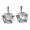 Natural Quartz Crystal Pendants, Rock Crystal Pendants, Rack Plating Brass Ring Charms with Star, Platinum, Cadmium Free & Lead Free, 27.5x25.5x7~8mm, Hole: 8x5mm
