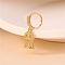 Halloween Theme Ghost Brass Micro Pave Clear Cubic Zirconia Hoop Nose Rings with Charms, Golden, Inner Diameter: 8mm
