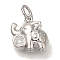 Rack Plating Brass Micro Pave Cubic Zirconia Charms, Cadmium Free & Lead Free, Long-Lasting Plated, Elephant, Platinum, 10.5x12x5.5mm, Hole: 3mm