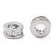 Brass Micro Pave Clear Cubic Zirconia Beads, Cadmium Free & Nickel Free & Lead Free, Flat Round, Platinum, 8x4mm, Hole: 4mm
