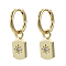Brass Micro Pave Clear Cubic Zirconia Dangle Huggie Hoop Earrings, Nickel Free, Star, Real 16K Gold Plated, 24mm, Pin: 1mm