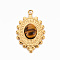 304 Stainless Steel Pendants, with Tiger Eye, Oval, Peru, 23.5x15x4~5mm, Hole: 1.8mm