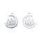 Non-Tarnish 201 Stainless Steel Pendants, Moon with Tree, Stainless Steel Color, 23.5x20x2mm, Hole: 2mm