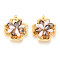304 Stainless Steel Pendants, Flower, with Glass & ABS Imitation Pearl, Real 18K Gold Plated, Ion Plating(IP), Faceted, Gray, 31.5x28x11~12mm, Hole: 1.8mm