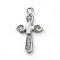 Brass Micro Pave Cubic Zirconia Pendants, Cross, Clear, Platinum, 17.5x10x2mm, Hole: 1.2mm