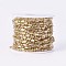 Handmade Glass Beaded Chains, Soldered, with Brass Findings, with Spool, Long-Lasting Plated, Real 18K Gold Plated, Cuboid, Tan, 4.5x2.5~3x2.5~3mm, 2mm, about 32.8 Feet(10m)/roll