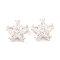 Brass Micro Pave Clear Cubic Zirconia Beads, Cadmium Free & Nickel Free & Lead Free, Star, Silver, 12x12x6mm, Hole: 1.4mm