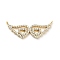 Brass Micro Pave Clear Cubic Zirconia Hollow Wings with Heart Connector Charms, Rack Plating, Long-Lasting Plated, Lead Free & Cadmium Free, Real 18K Gold Plated, 15x34x3mm, Hole: 1mm