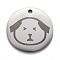 Non-Tarnish Stainless Steel Pendants, Manual Polishing, Flat Round with Dog, Stainless Steel Color, 20x1.4mm, Hole: 1.6mm