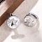 Brass Clear Cubic Zirconia Hoop Earrings, Star, Platinum, 13x12.5x15.5mm