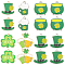 24Pcs 6 Style Alloy Pendants, with Enamel, Light Gold, Mixed Shapes, for Saint Patrick's Day, Green, 22~40x17.5~27.5x1.5~2mm, Hole: 1.8~2mm, 4pcs/style
