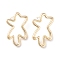 Brass Stud Earring Findings, Flower, for Half Drilled Beads, Cadmium Free & Nickel Free & Lead Free, Real 18K Gold Plated, 36x24mm, Pin: 0.7mm and 11.5x0.7mm.