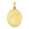 Ion Plating(IP) 304 Stainless Steel Pendants, Religious Theme Charm, Oval with Mary Help of Christians, Golden, 24x16x2~2.5mm, Hole: 5x3mm