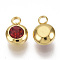 Rhinestone Charms, January Birthstone Charms, with 201 Stainless Steel, Flat Round, Golden, Light Siam, 9x6.5x4mm, Hole: 1.8mm