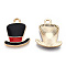 Eco-Friendly Zinc Alloy  Pendants, with Enamel, Top Hat, Cadmium Free & Nickel Free & Lead Free, Golden, Black, 18x15x2.5mm, Hole: 2mm