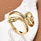Brass Micro Pave Cubic Zirconia Finger Rings, Cadmium Free & Lead Free, Snake, Real 18K Gold Plated, 20mm, Inner Diameter: 17mm