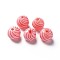 Handmade Blown Glass Globe Beads, Stripe Pattern, Round, Red, 12.5~13.5x12~13mm, Hole: 1~2mm