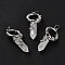 Natural Quartz Crystal Pointed Pendants, Rock Crystal Pointed Pendants, Eco-Friendly Brass Finding, Platinum, Cadmium Free & Lead Free, Bullet, 48x24.5x14mm, Hole: 7x5.5mm