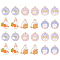 30Pcs 6 Styles Alloy Enamel Pendants, Flat Round  & Cat & Rabbit, Mixed Color, Light Gold, 23~28x19~20x1.5mm, Hole: 1.8mm, 5pcs/style