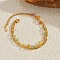 Bohemia Style 304 Stainless Steel Multi-strand Bracelets, Curb & Papaerclip & Cable Chains Bracelets for Women, with Natural Mixed Gemstone, Real 18K Gold Plated, 6-1/2 inch(16.4cm)