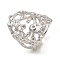 Non-Tarnish 304 Stainless Steel Open Cuff Rings, Hollow, Stainless Steel Color, US Size 7 3/4(17.9mm)