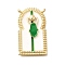 Brass Micro Pave Cubic Zirconia Pendants, Enamel Style, Arch with Hamsa Hand, Real 18K Gold Plated, 31x18x4.5mm, Hole: 1.2mm
