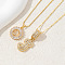 2Pcs 2 Styles Brass Pave Clear Cubic Zirconia Initial Pendant Necklace Sets, Golden, Letter J, 17.72 inch(45cm), 1pc/style