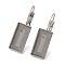 304 Stainless Steel Leverback Earring Finding, with Rectangle Tray, Stainless Steel Color, 27x8.5mm, Pin: 0.8mm, Tray: 14.5x7mm.