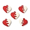 Spray Painted Alloy Pendants, Two Tone, Lead Free & Cadmium Free, Heart, Red, 15x16x4mm, Hole: 1.6mm