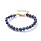 Natural Lapis Lazuli(Dyed) Bracelets, with 304 Stainless Steel Findings, Round, 7-3/8 inch~7-1/2 inch(18.6~19cm)