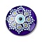 Handmade Lampwork Pendants, Flat Round with Evil Eye, Indigo, 30x5.5mm, Hole: 3.5mm