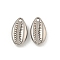 Non-Tarnish 304 Stainless Steel Charms, Cowrie Shell Shape Charm, Stainless Steel Color, 14x7.5x3mm, Hole: 1mm