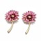 Flower Enamel Pin, 3D Alloy Brooch for Backpack Clothes, Nickel Free & Lead Free, Light Golden, Hot Pink, 54x34mm