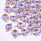 Transparent Glass Links connectors, for Jewelry DIY Craft Making, with Brass Findings, Faceted, Rhombus, Light Gold, Medium Purple, 16.5x11x6mm, Hole: 1.2mm, Side Length: 11mm
