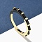 Brass Micro Pave Cubic Zirconia Finger Rings for Women, Long-Lasting Plated, Rack Plating, Lead Free & Cadmium Free, Real 18K Gold Plated, Black, 2mm, Inner Diameter: 16.6mm