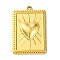 Ion Plating(IP) 304 Stainless Steel Pendants, Rectangle with Heart & Word Love Charm, Real 18K Gold Plated, 27.5x18x2mm, Hole: 1.6mm