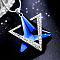 Alloy Crystal Rhinestone and Dodger Blue Glass Pendant Long Necklaces, for Women, Silver, Star of David, 35.04 inch(89cm)