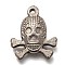 Tarnish Resistant Halloween 304 Stainless Steel Pendants, Skull, Stainless Steel Color, 21x18x3.5mm, Hole: 1.6mm