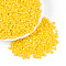 Baking Paint Glass Seed Beads, Heart, Gold, 3.5x4.5x4.5mm, Hole: 1mm, about 7620pcs/pound