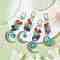 Alloy Moon & Synthetic Turquoise Sea Animals Pendant Decorations, Natural & Synthetic Gemstone Chip & Swivel Clasps Ornaments, 99~102mm, 4pcs/set