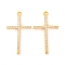 Brass Micro Pave Clear Cubic Zirconia Pendants, Cross, Real 18K Gold Plated, 16.5x2.2mm, Hole: 1.4~1.5mm