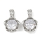 Brass Micro Pave Cubic Zirconia Charms, Cadmium Free & Nickel Free & Lead Free, Flower, Platinum, 13x9x5mm, Hole: 2.5x1.4mm