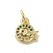 Real 18K Gold Plated Brass Pave Colorful Cubic Zirconia Pendants, Cadmium Free & Nickel Free & Lead Free, with Jump Rings, Fish, 9x10.5x2mm, Hole: 3mm