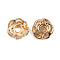 Brass Bead Caps, 6-Petal, Long-lasting, Rose, Real 14K Gold Plated, 7x7x2.5mm, Hole: 1.6mm