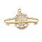 Brass Micro Pave Clear Cubic Zirconia Pendants, Nickel Free, Planet with Jump Rings, Real 16K Gold Plated, 15.5x29x4mm, Jump Ring: 4x0.8mm, Inner Diameter: 2.4mm