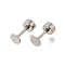 304 Stainless Steel Flat Round Ear Plugs Gauges, with 201 Stainless Steel Beads for Women, Stainless Steel Color, 8.7mm, needle: 8x4mm, pin: 0.8mm, bead: 4x2mm.
