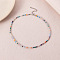 Bohemian Styles Faceted Round Glass Seed Beaded Necklaces for Women, Platinum, Colorful, 16.06 inch(40.8cm)